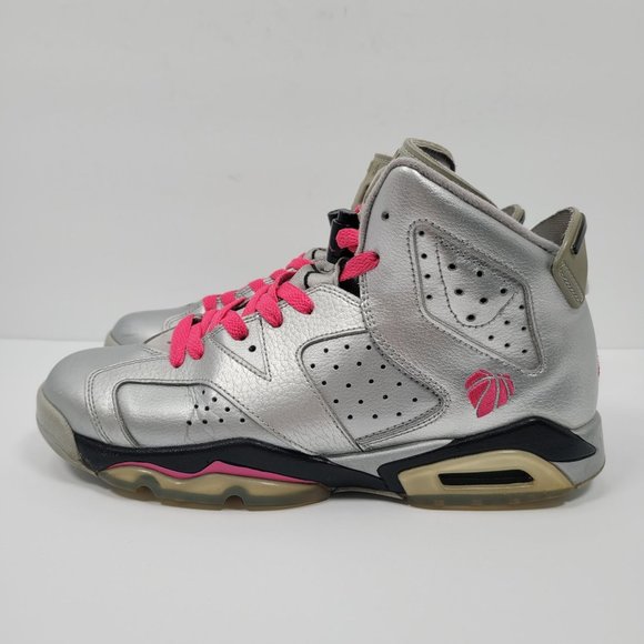 Nike Air Jordan Retro 6 GS Valentines Day Silver Youth Shoes 543390-009 US SZ 7Y - Picture 2 of 8
